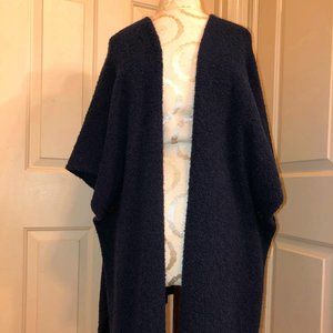 ESKANDAR dark navy wool/cashmere cardigan tabard